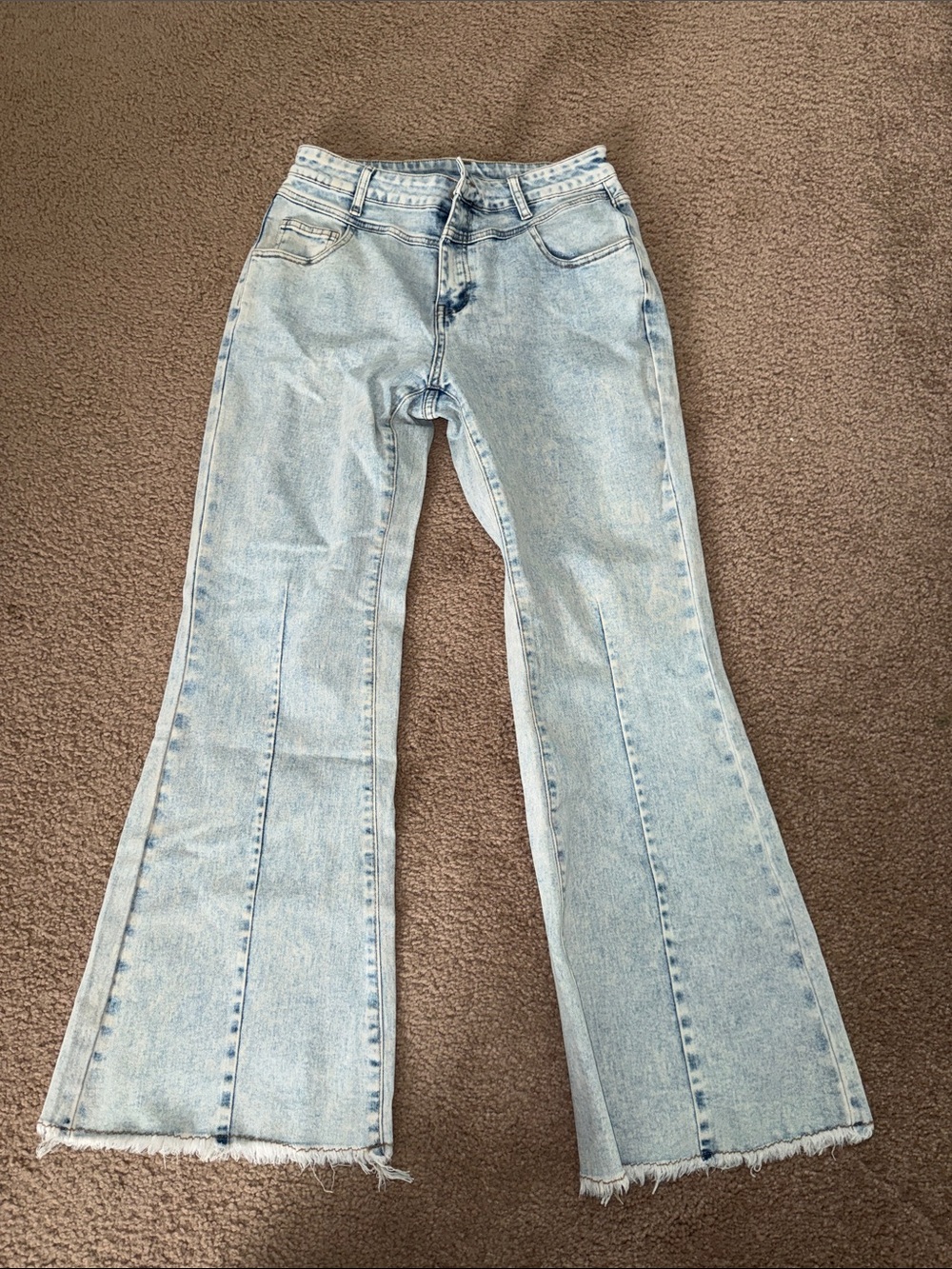 SHEIN Light Blue High-Rise Flare Wide-Leg Jeans